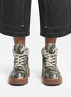 Camo Print Lace Up Chunky Ankle Boots - 2597 
