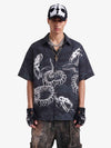 Japanisches Wellendrachen-Skelett-Shirt