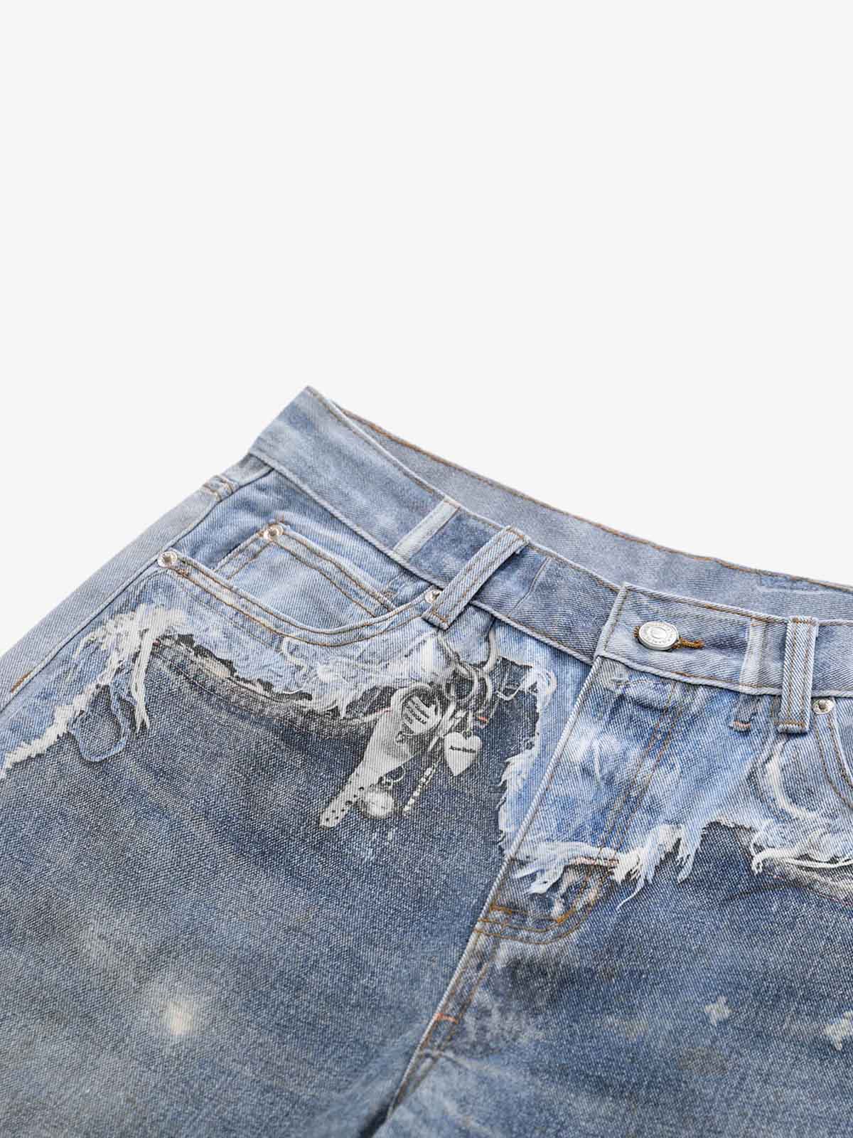 Vintage Jeans mit Used-Look und weitem Bein