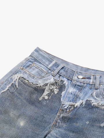 Vintage Jeans mit Used-Look und weitem Bein