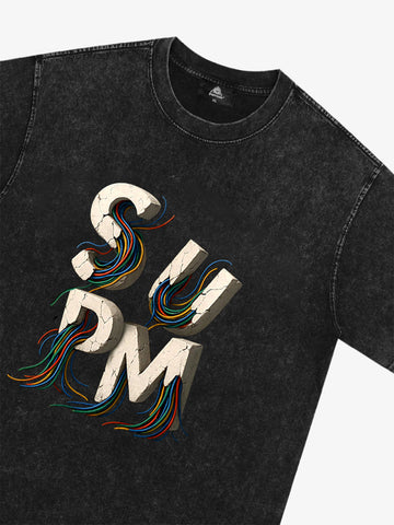 SPMD Letter Cable Graphic T-Shirt 