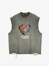 Floral Skeleton Heart Graphic Sleeveless T-Shirt 