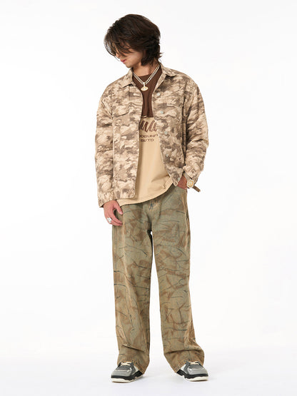 Camouflage Multi-Pocket Work Denim Jacket 