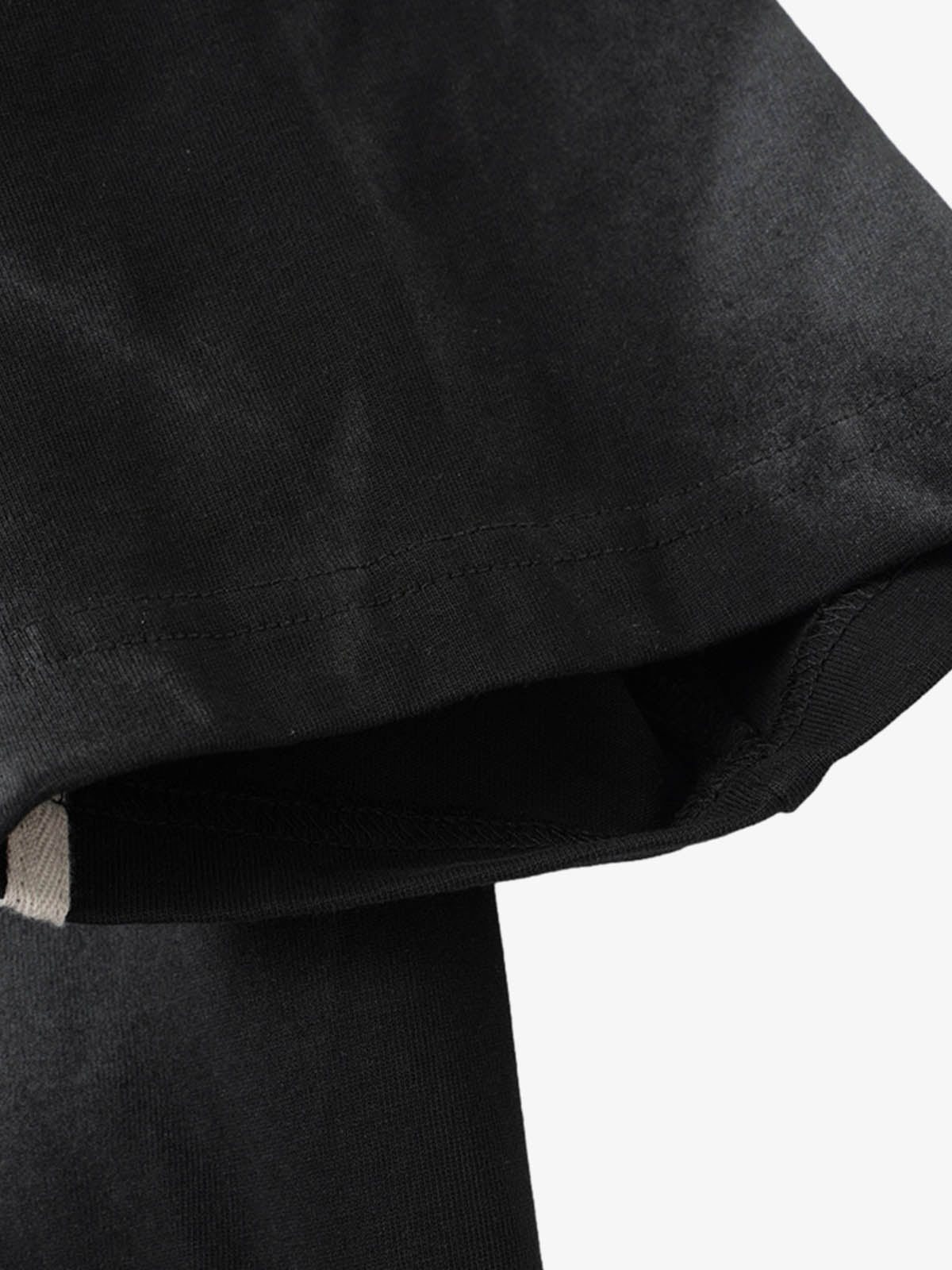 Black Raglan Sleeve T-Shirt with Herringbone Tape Detail – Cotton Blend Streetwear Tee