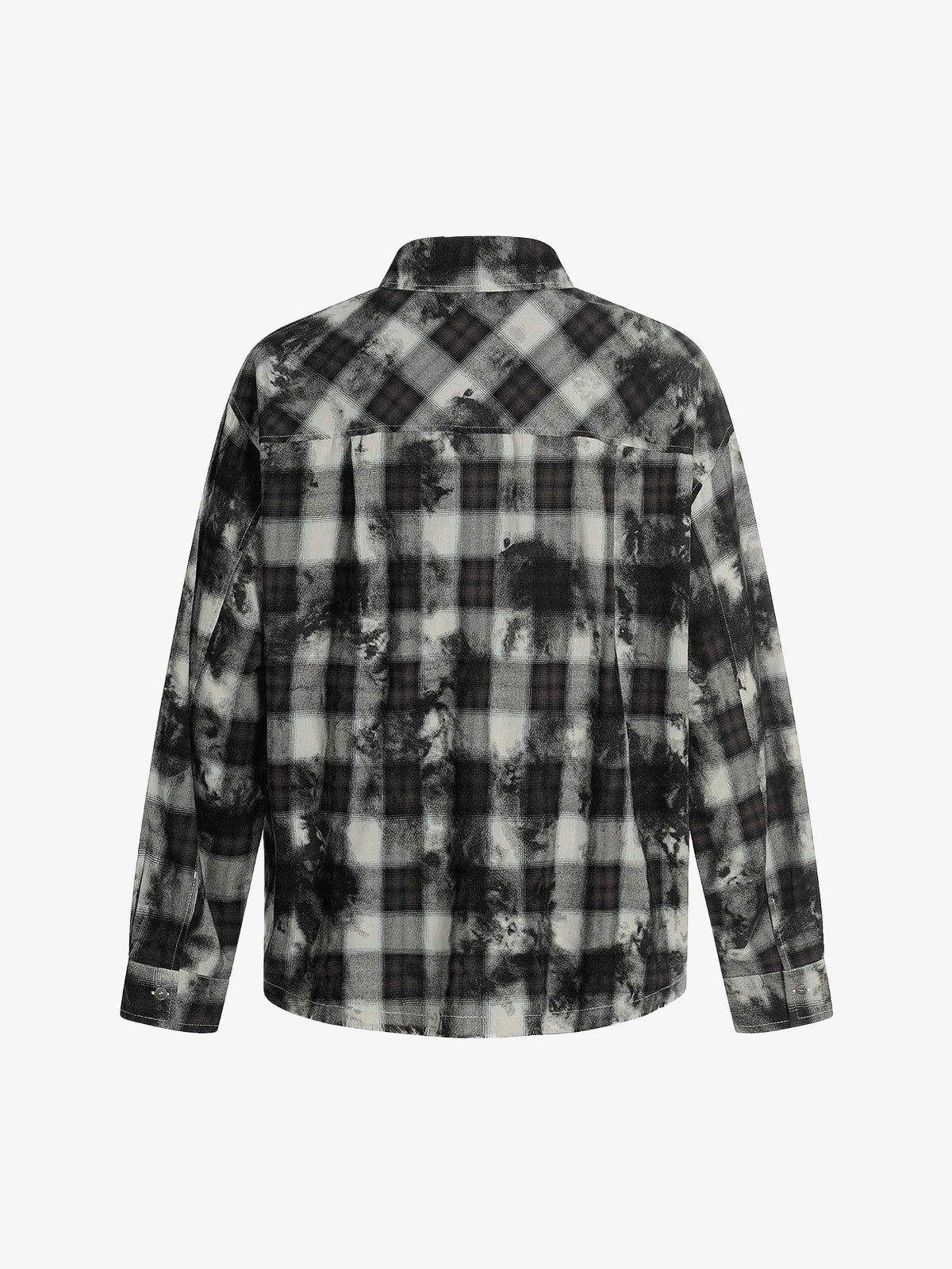 Vintage Wash Plaid Spray Dye Raw Hem Shirt 