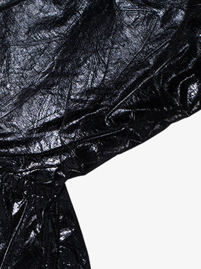 Glossy Faux Leather Cargo Shorts