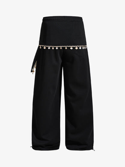 Street Detachable Flap Lace-up Jogger Pants 