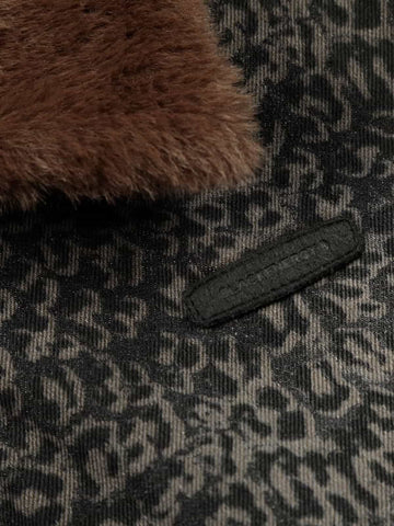 Vintage Leopard Print Fleece Zip Up Vest 