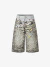 Leoparden-Denim-Shorts mit charmanten Details