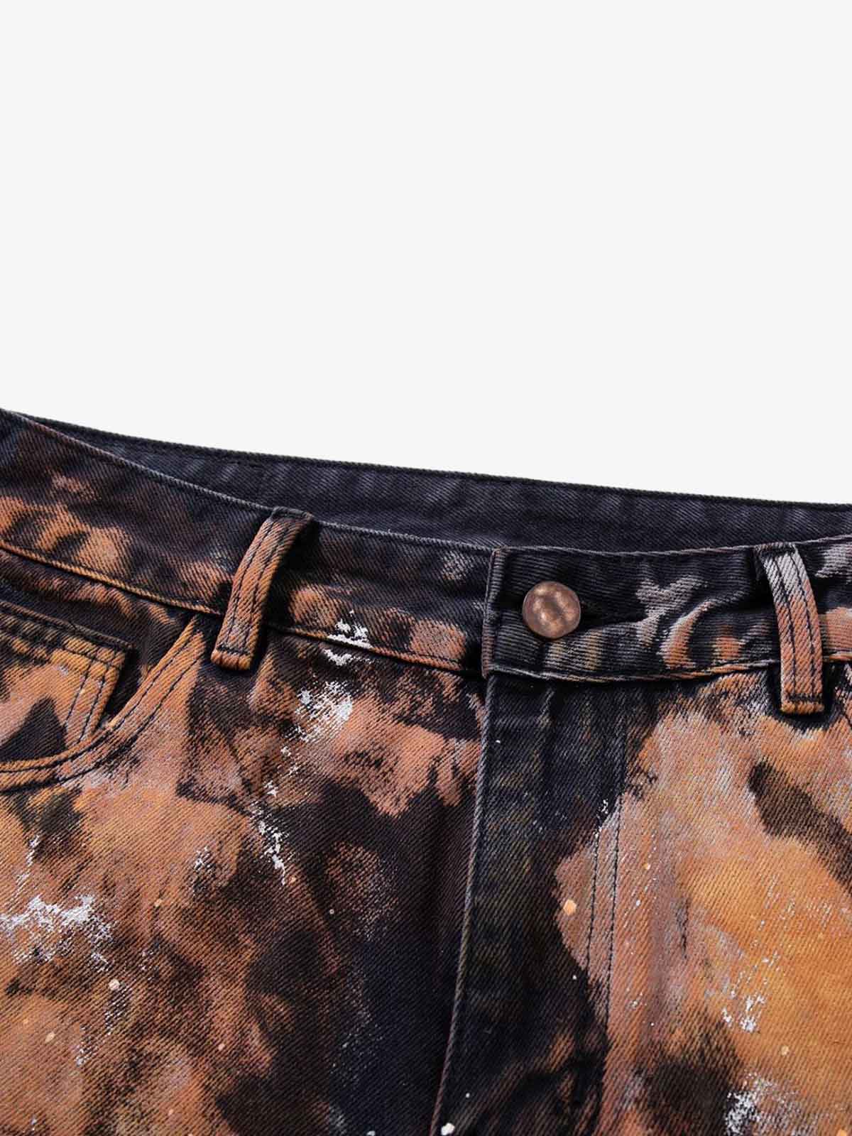 Graffiti Painted Cargo Denim Jeans 