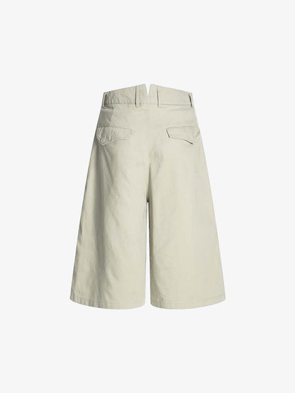 Cotton Pleated Wide Leg Jorts 