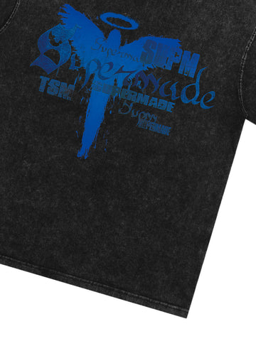 Distressed Washed Gothic Angel Graphic T-Shirt 