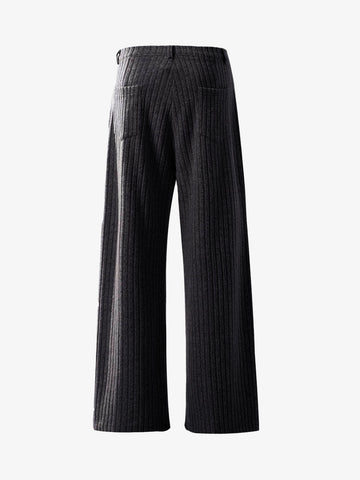 Retro Wool Blend Pleated Baggy Trousers 