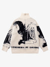 Street Subculture Angel Jacquard Cardigan Sweater 