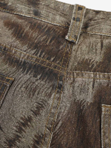 Leopard Tiger Curved-Leg Jeans