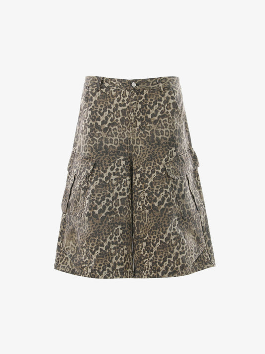 Vintage Leopard Cargo Shorts