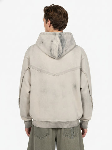 Retro Asymmetric Zip Up Deconstructed Hoodie 