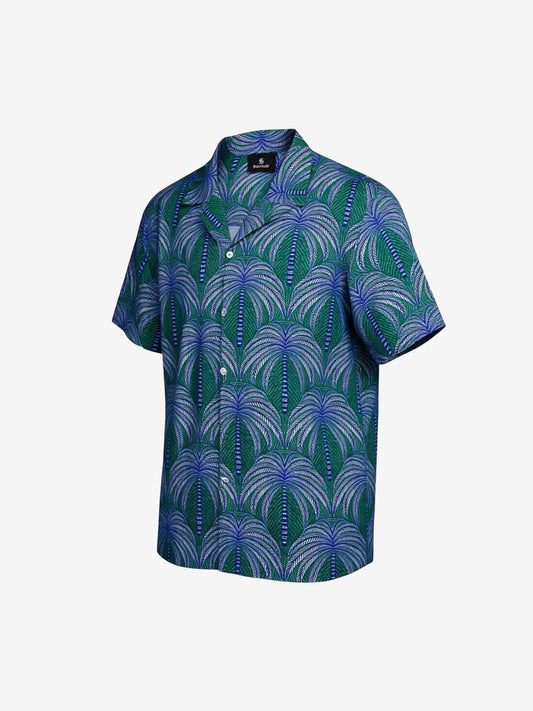 Hawaiihemd mit türkisfarbenen Palmenblättern – Urlaubsdesign