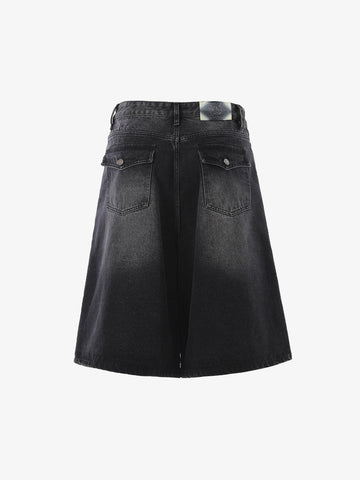 Panel Stitch Wide Leg Denim Jorts 