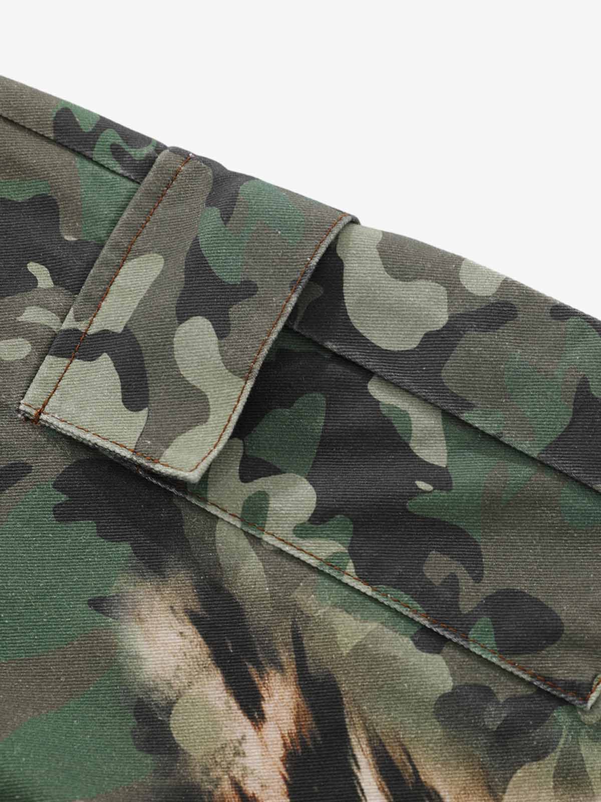 Camouflage-Leoparden-Patchwork-Cargohose
