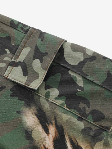 Camouflage-Leoparden-Patchwork-Cargohose
