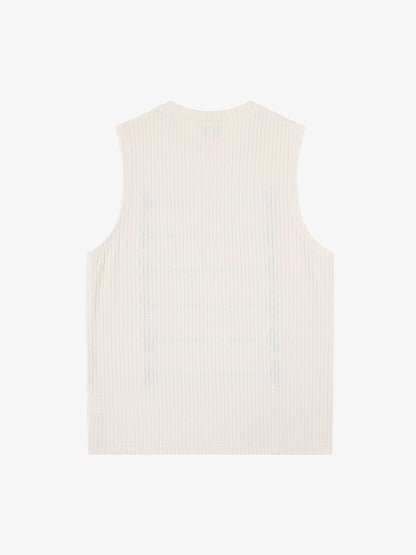 Black Knit Sleeveless Vest with Contrast Frog Closure Detail – Streetwear Tank Top