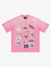 T-Shirt mit gewaschenem Vintage-Aufkleberdruck