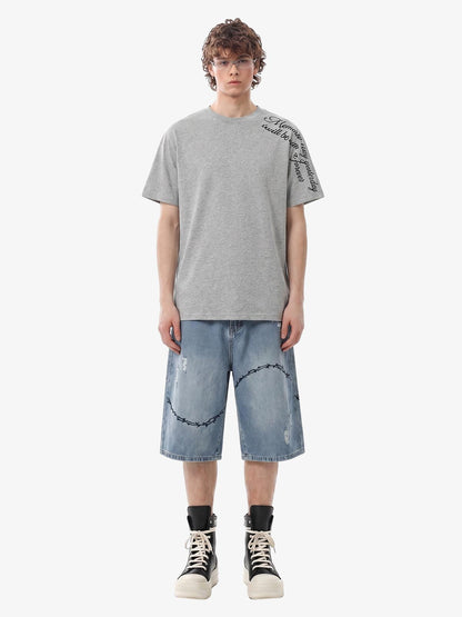 Rose Cross Slogan Graphic T-Shirt 