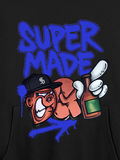 Original Contrast Color Letter Graphic Hoodie 