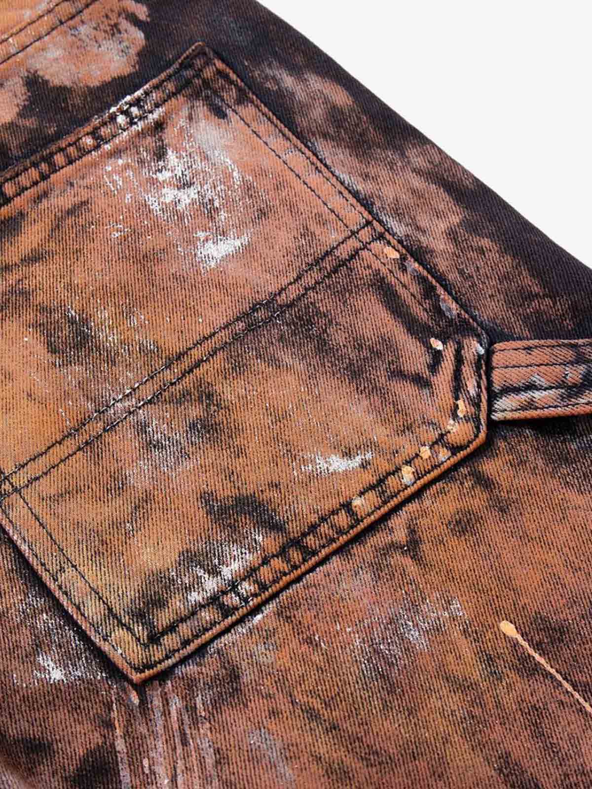 Graffiti Painted Cargo Denim Jeans 