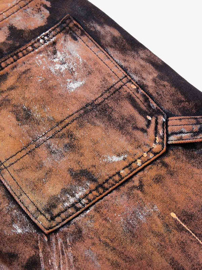 Graffiti Painted Cargo Denim Jeans 