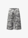 Camouflage-Cargoshorts mit Perforation – Weit geschnittene Utility-Shorts aus Baumwollmischgewebe