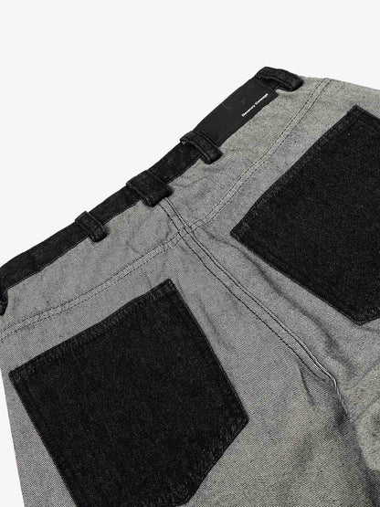 Distressed Reverse Design Large Pocket Printed Jeans - 2568 