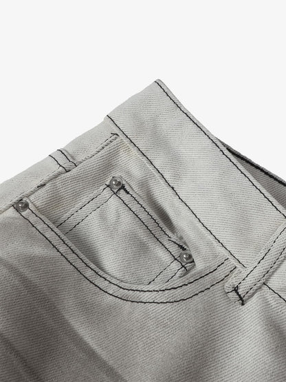 Retro Utility Dirty Wash Whisker Detail Flare Jeans 