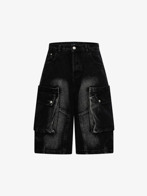 Cargo-Jeansshorts mit mehreren Taschen