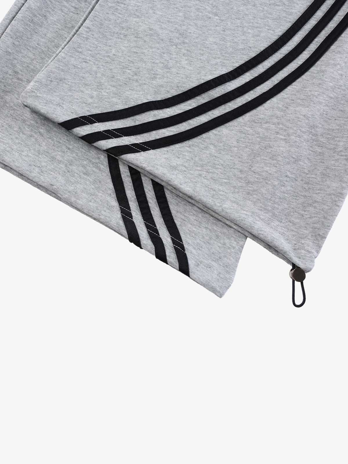 Graffiti Baggy Sweatpants – Double Waist Curved Stripe Streetwear Joggers