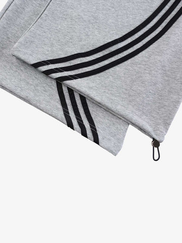 Graffiti Baggy Sweatpants – Double Waist Curved Stripe Streetwear Joggers