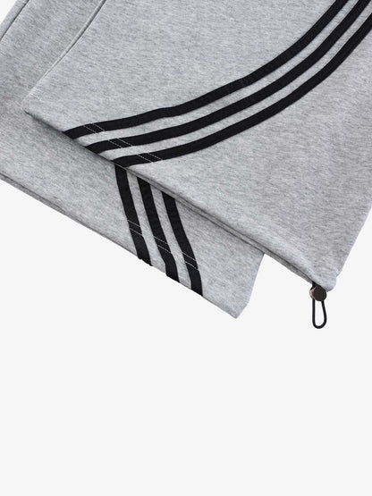 Graffiti Baggy Sweatpants – Double Waist Curved Stripe Streetwear Joggers