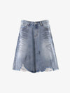 Distressed Wide-Leg Denim Shorts 
