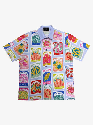 Vintage Seed Packet Camp Collar Boxy Shirt 