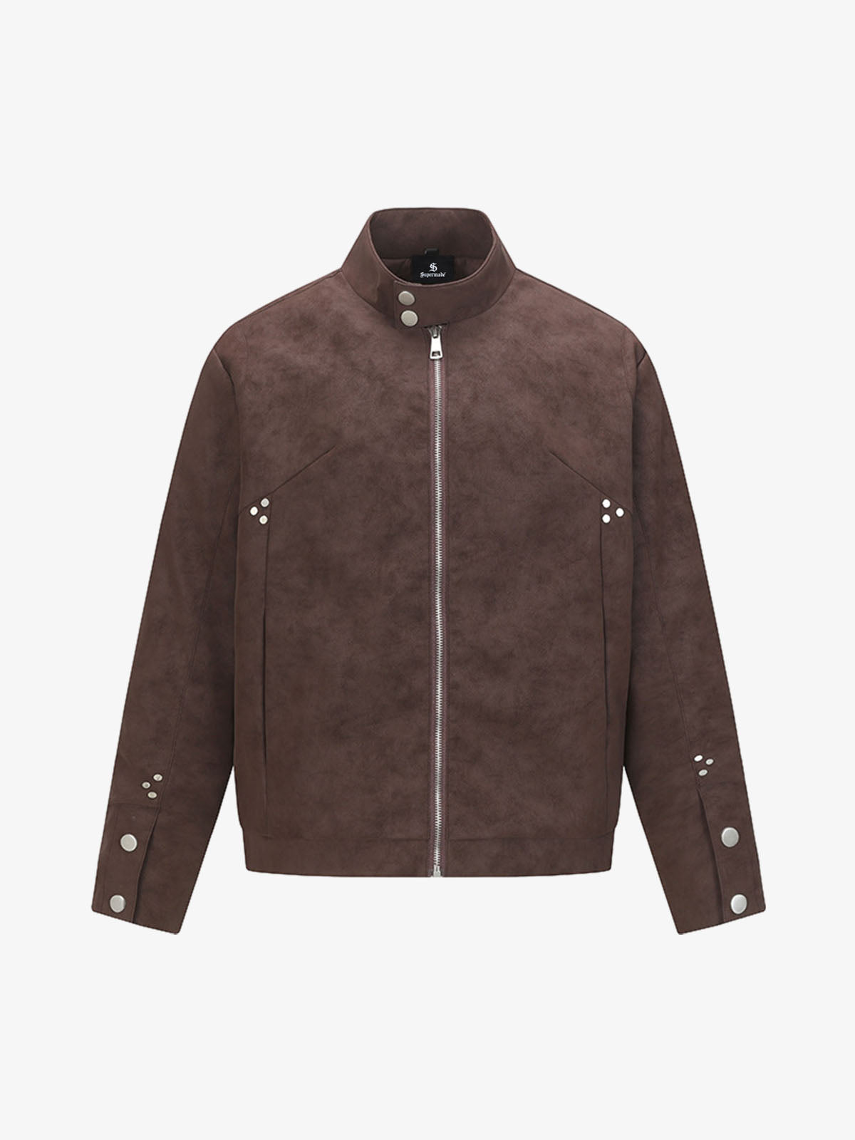 Suede Studded Zip Up Jacket 