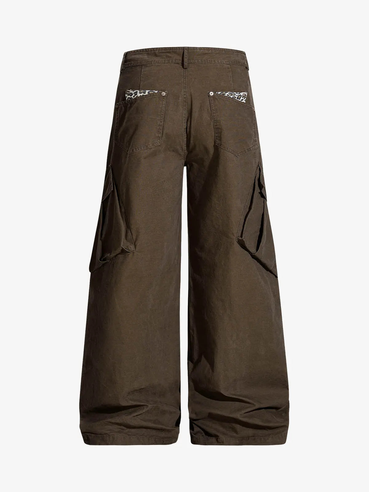 Vintage Patchwork Leopard Pocket Wide Leg Cargo Pants 