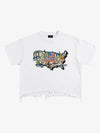 USA-Karten-T-Shirt mit zerrissenem Saum