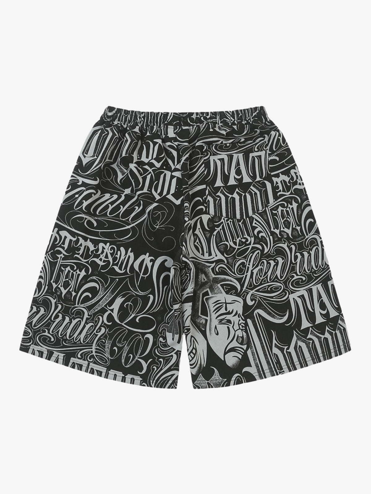 Black & White Graphic Lounge Shorts – Elastic Waist Drawstring Streetwear Shorts