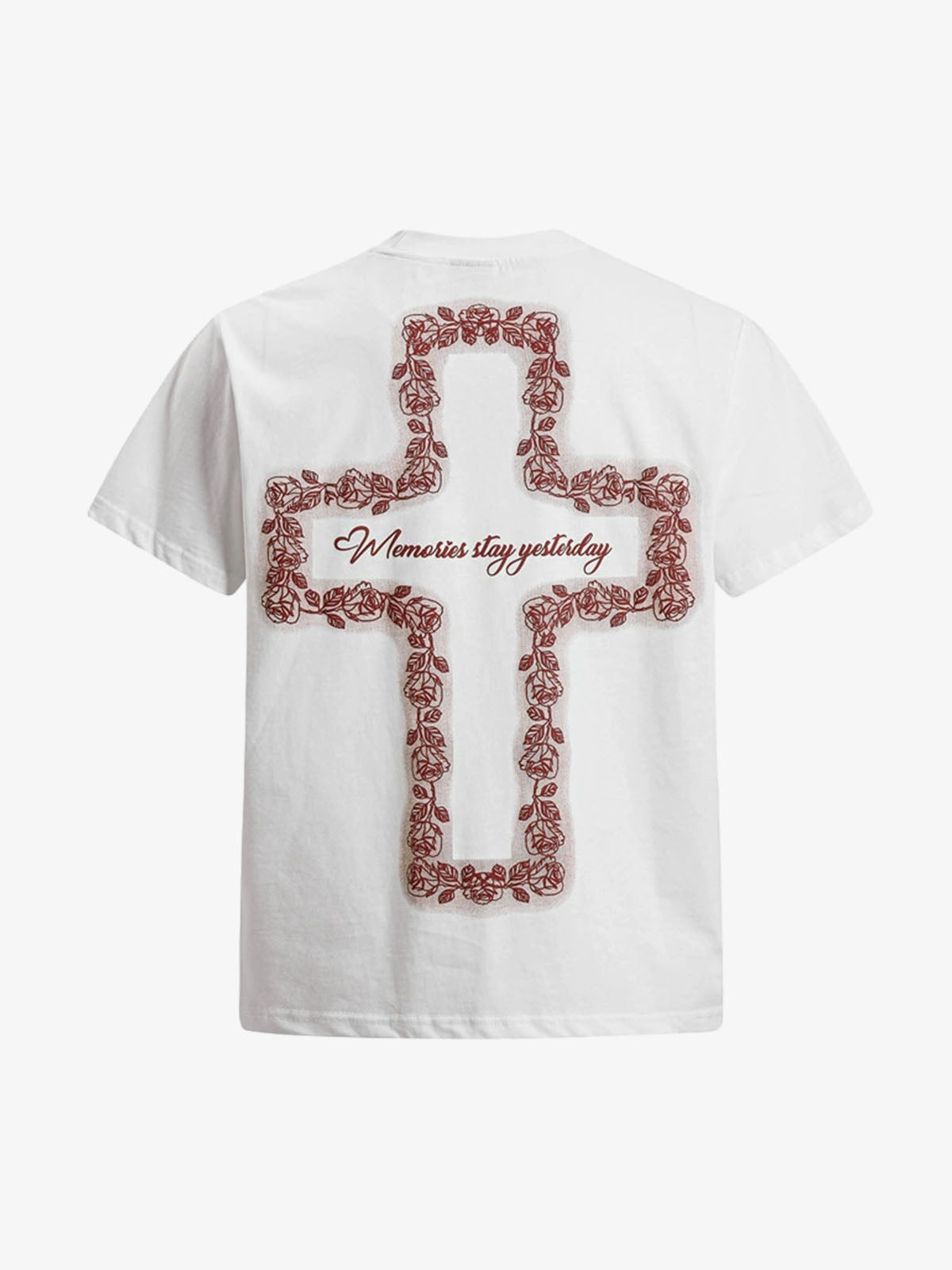 Rose Cross Slogan Graphic T-Shirt 