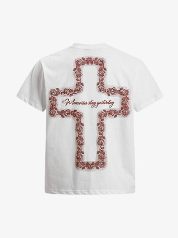 Rose Cross Slogan Graphic T-Shirt 