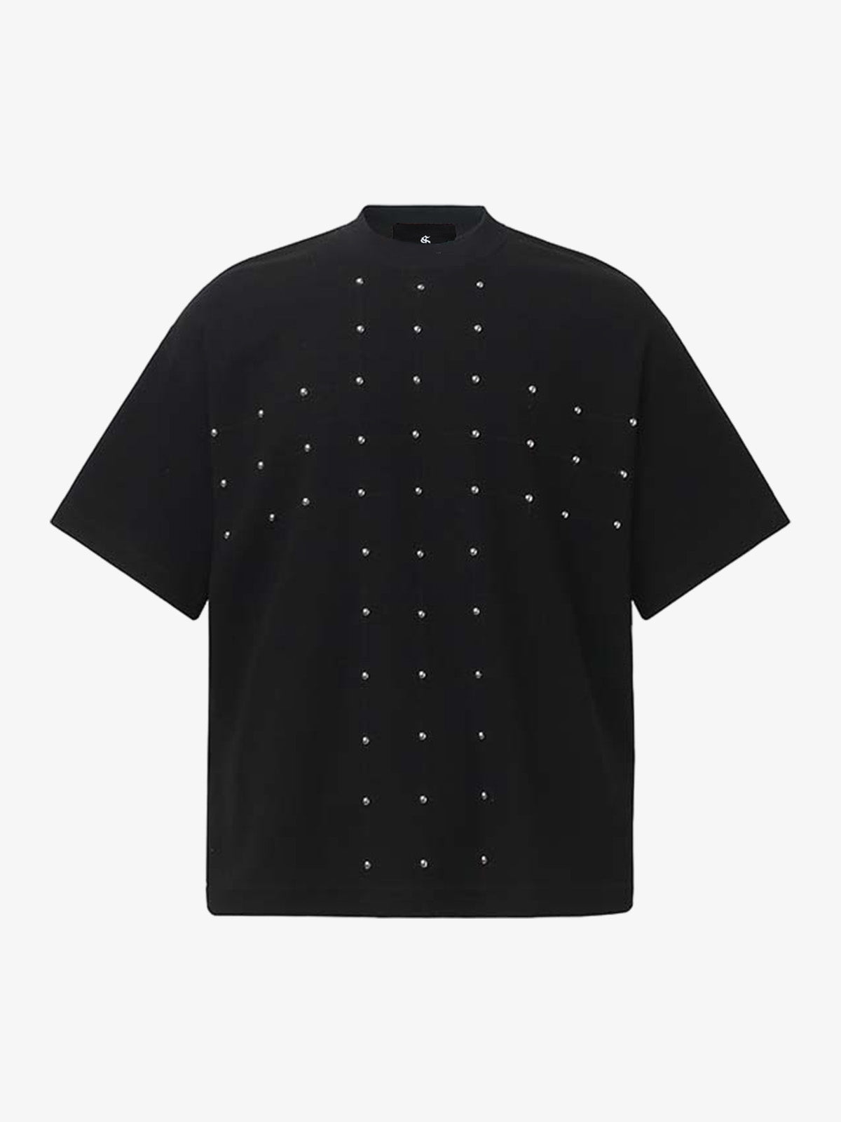 Nietenbesetztes Waffel-T-Shirt mit Kreuzmuster