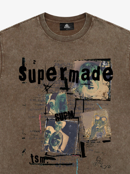 Washed Vintage Collage Graphic T-Shirt 