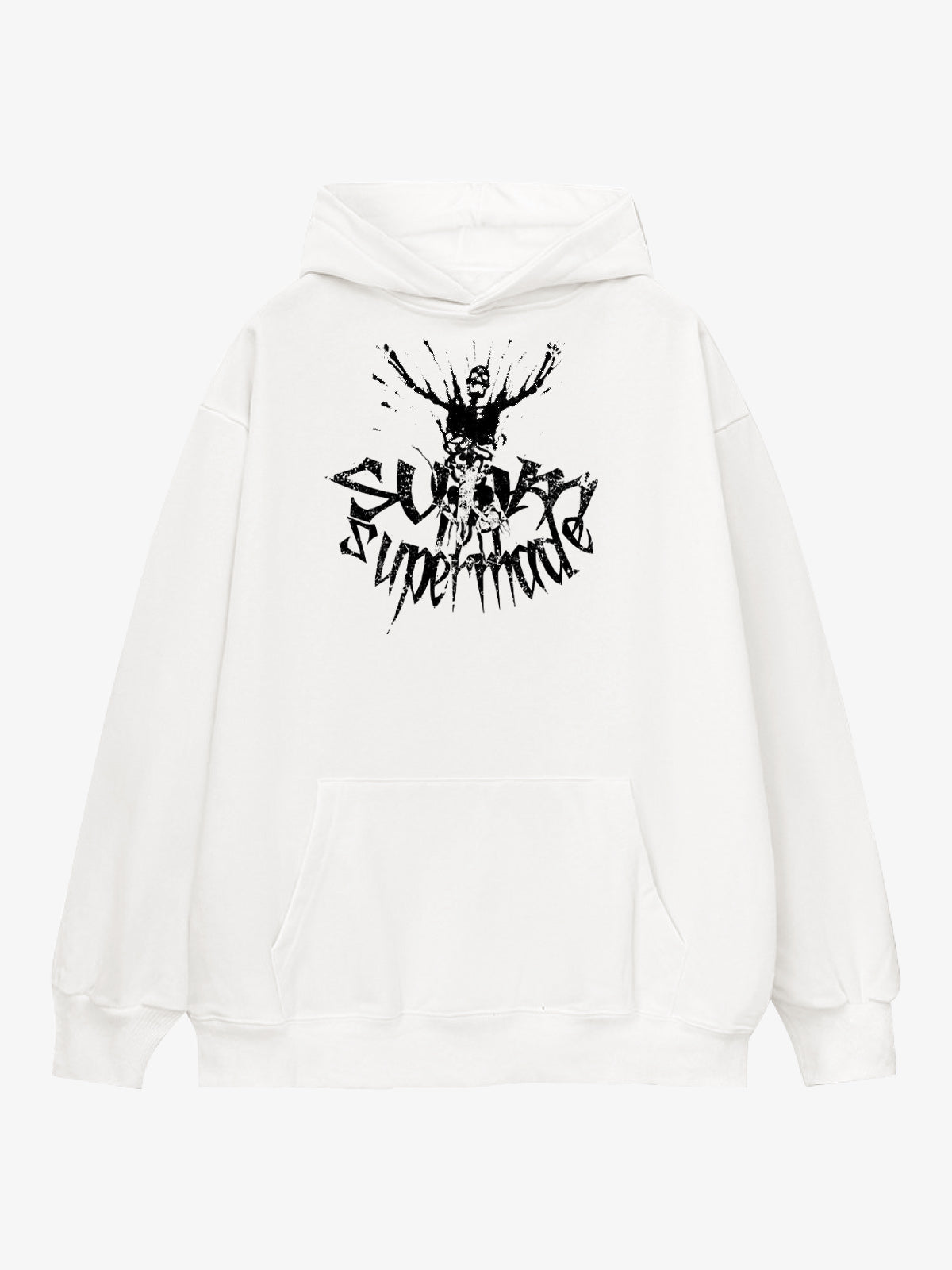 Gothic Devil Graphic Washed Hoodie 
