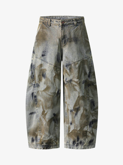 Dirty Wash Spray Dyed Barrel Jeans 